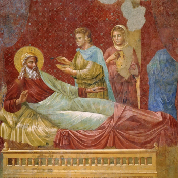 Джотто ди Бондоне. Исав перед Исааком. Фреска. 1292-1294. Базилика Святого Франциска в Ассизи.
