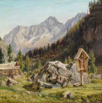 Йозеф Гофман. Коммуна Мальниц у горы Шаррек. Картон, масло. 22,5х22. До 1904 года. Частное собрание.