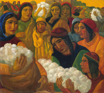 Волков Александр Николаевич. Сбор хлопка. Холст, масло. 127х141,5. 1931. Государственная Третьяковская галерея.