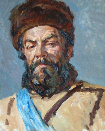 Соколов-Скаля Павел Петрович. Емельян Пугачёв. Холст, масло. 50х40. 1952. Новосибирский государственный художественный музей.