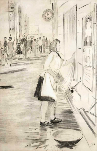 Пименов Юрий Иванович. Обыкновенное утро. Бумага, карандаш. 92х143. 1957. Частное собрание.