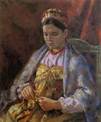 Соколов-Скаля Павел Петрович. Портрет молодой женщины. Холст, масло. 78х63. 1950-е. Орловский музей изобразительных искусств.