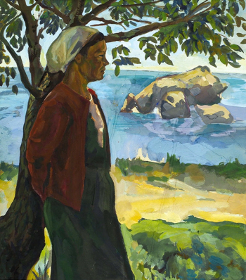 Тутеволь Клавдия Александровна. У моря. Бумага, смешанная техника. 55х49. 1970. Частное собрание.