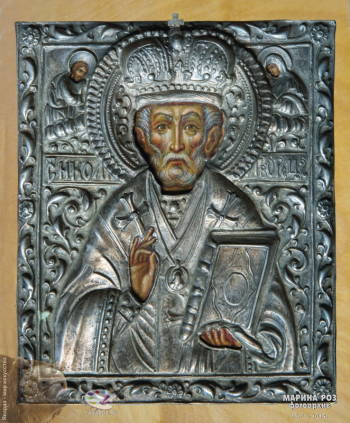 Соколов Александр Михайлович. Николай Чудотворец, икона. Доска, левкас, темпера, оклад. Собрание семьи иконописца.