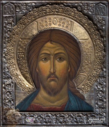 Соколов Александр Михайлович. Спаситель, икона. Доска, левкас, темпера, сусальное золото, оклад. Собрание семьи иконописца.