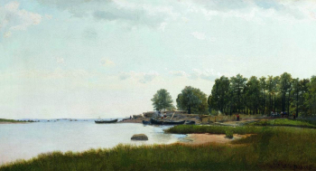 Верещагин Пётр Петрович. Рыбацкие лодки на берегу. Холст, масло. 33х60. 1870-е. Частное собрание.