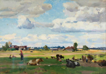 Королёв Геннадий Георгиевич. На полднях. Картон, масло. 35х50. 1956. Краснодарский краевой художественный музей имени Ф.А.Коваленко.