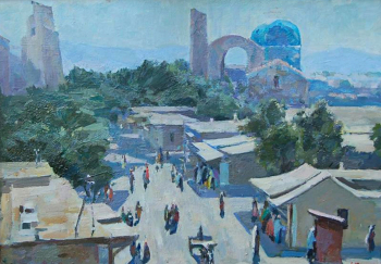 Королёв Геннадий Георгиевич. Самарканд. Биби-Ханум. Картон, масло. 41х60. 1942. Музей изобразительных искусств Кузбасса.