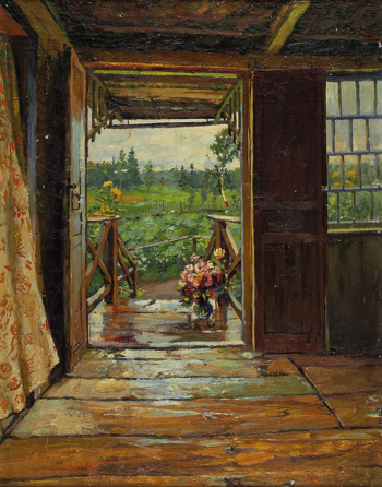 Королёв Юрий Константинович. Терраса. Холст, масло. 75,5х59,5. 1950. Частное собрание.