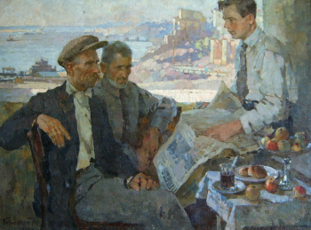 Котов Пётр Иванович. Рабочий дом отдыха. Холст, масло. 107х143. 1935. Брянский областной художественный музейно-выставочный центр.