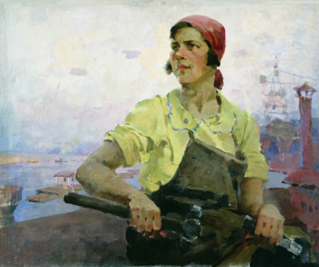 Котов Пётр Иванович. Ударница Красного Сормова. Холст, масло. 76х91. 1936. Харьковский художественный музей.