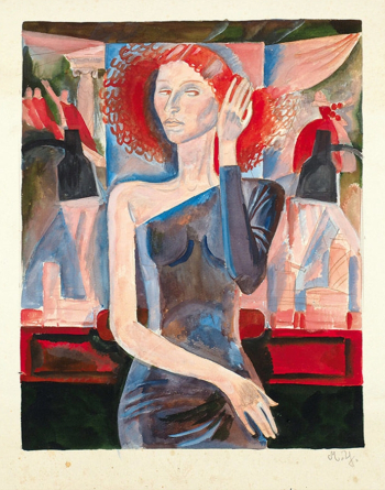 Успенская Марина Евгеньевна. Рыжеволосая дама. Бумага, смешанная техника. 61,5х49,8. 1990-е. Частное собрание.
