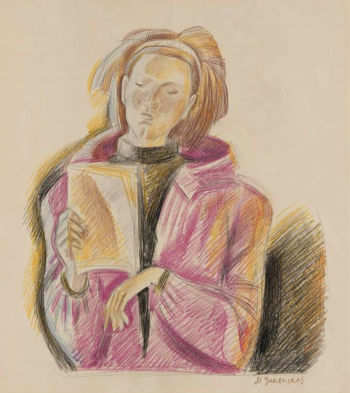 Успенская Марина Евгеньевна. Читающая. Бумага, цветные карандаши. 48х46. 1990. Государственный музейно-выставочный центр РОСИЗО.