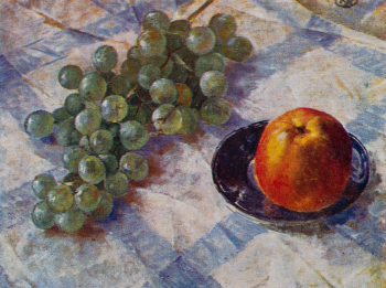 Петров-Водкин Кузьма Сергеевич. Виноград и яблоко. Холст, масло. 37,5х48. 1921. Пермская государственная художественная галерея.