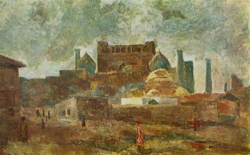 Фальк Роберт Рафаилович. Регистан зимой. Самарканд. Холст, масло. 31х59. 1939. Собрание И.И.Палеева.