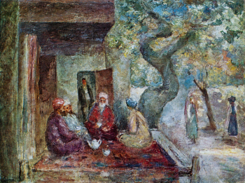 Фальк Роберт Рафаилович. Чайхана. Холст, масло. 30х60. 1938. Собрание семьи художника.