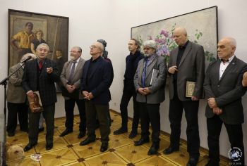 Выставка `Отец и сын Переяславцы. Живопись, скульптура`. Кошкин Олег Александрович выступает на открытии выставки