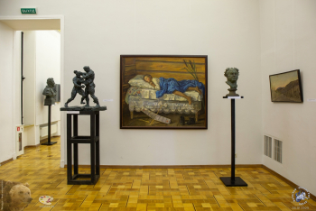 Выставка `Отец и сын Переяславцы. Живопись, скульптура`. В.И.Переяславец. Картина `Налетался`. Изображён М.В.Переяславец в детстве.