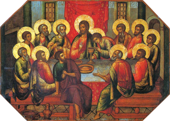 Ушаков Симон Фёдорович. Икона `Тайная вечеря`. Доска, темпера. 44х61. 1685. Сергиево-Посадский государственный историко-художественный музей-заповедник.