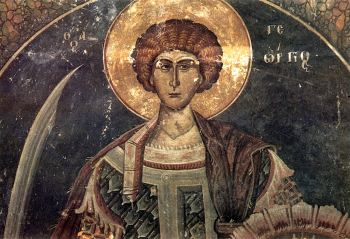Онуфрий (Протопапас). Роспись `Святой Георгий`. 1547. Церковь святых апостолов в Кастории.