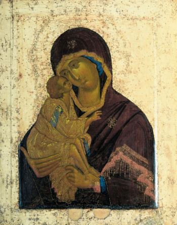 Феофан Грек. Донская икона Божьей Матери. Доска, темпера. 86х68. 1392. Государственная Третьяковская галерея.