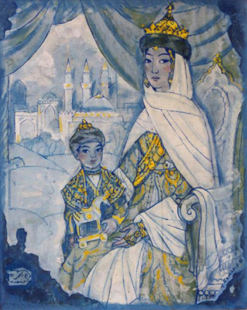 Ахмаров Чингиз Габдурахманович. Старинная фреска. Холст, темпера. 100х80. 20 век. Государственный музей изобразительных искусств Республики Татарстан.
