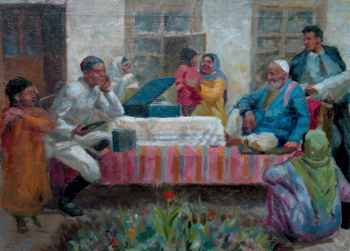 Хамдами Бахрам (Бахром) Косимхонович. Любимая песня. Холст, масло. 1939. Местонахождение неизвестно.