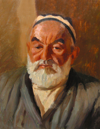 Хамдами Бахрам (Бахром) Косимхонович. Портрет дедушки. Холст, масло. 1938. Местонахождение неизвестно.