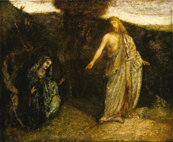 Альберт Пинкхэм Райдер. Христос явился Марии. Холст, масло. 36х44. 1885. Смитсоновский музей американского искусства.