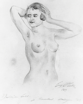 Адольф Гитлер. Обнажённая женщина. Бумага, карандаш. 1929. Местонахождение неизвестно.