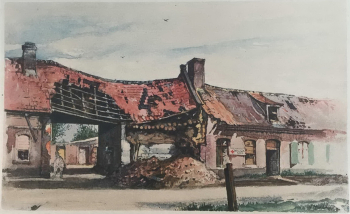 Адольф Гитлер. Фромель. Бумага, акварель. 1915. Частное собрание.