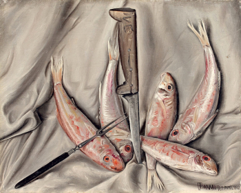 Франсуа-Эмиль Барро. Натюрморт с кефалью. Холст, масло. 29х36. 1932. Швейцарский институт художественных исследований.