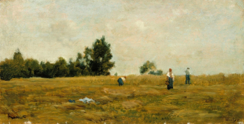 Шарль-Франсуа Добиньи. Летний пейзаж. Доска, масло. 24х46,5. 1800-е. Финская национальная галерея.