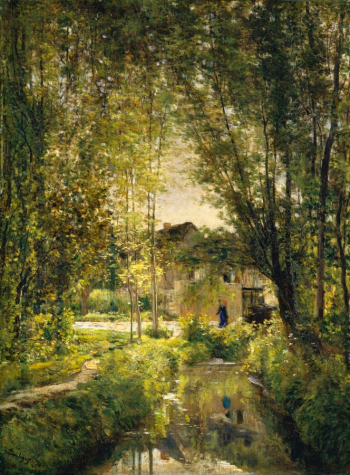 Шарль-Франсуа Добиньи. Пейзаж с лучами Солнца. Холст, масло. 63,8х47,9. 1877. Метрополитен-музей.