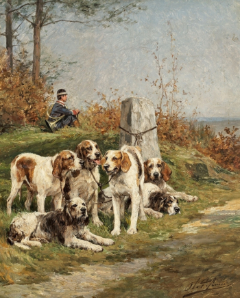 Шарль-Оливье де Пенн. Летняя охота. Холст, масло. 56х45. 1800-е. Частное собрание.