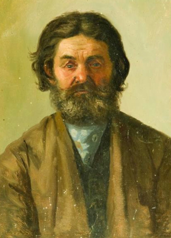 Неизвестный художник. Портрет крестьянина. Картон, масло. 49,5х36. 19 век. Воронежский областной художественный музей имени И.Н.Крамского.