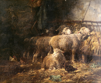 Шарль Эмиль Жак. Овчарня. Доска, масло. 37,5х48. 1800-е. Национальный музей изящных искусств (Буэнос-Айрес).