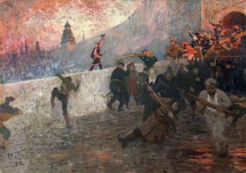 Репин Илья Ефимович. В осажденной Москве в 1812 году. Холст, масло. 100,5х143. 1912. Государственная Третьяковская галерея.