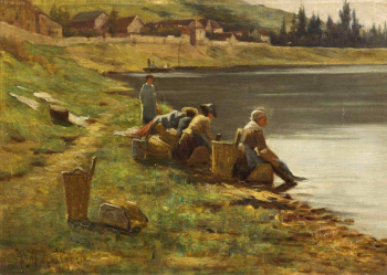 Анри Жозеф Арпиньи. День мытья. Холст, масло. 13,5х25,4. Частное собрание.