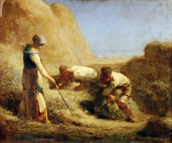Камиль Коро. Сенокосцы. Холст, масло. 56х65. 1850-е. Лувр.
