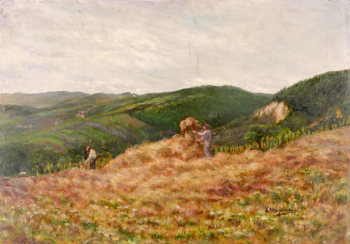 Карл Массманн. Уборка сена. Картон, масло. 50х72. Частное собрание.