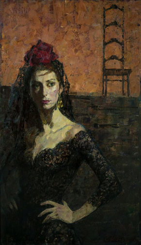 Шегаль Елена Григорьевна. Портрет Майи Плисецкой в роли `Кармен`. Холст, масло. 119,5х69,5. 1969. Музей Большого театра России.