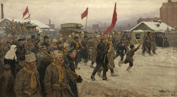 Владимиров Иван Алексеевич. Февральские дни на рабочих окраинах. Холст, масло. 57х100. Государственный музей политической истории России.