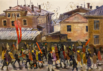 Архипов Иван Петрович. Архангельск. 9-е мая 1963 года. Картон, масло. 33х47,7. 1963. Художественная культура Русского Севера.