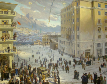 Успенский Михаил Николаевич. День Победы в Мурманске. Холст, масло. 120х150. 1946. Мурманский областной краеведческий музей.