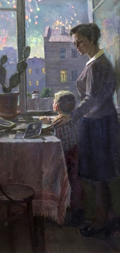 Щербань Владимир Яковлевич. В день Победы. Холст, масло. 160х80. 1965. Государственный Бородинский военно-исторический музей-заповедник.