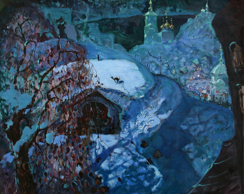 Бурзянцев Александр Данилович. Ночная Уфа. Холст, масло. 100х120. 1989. Башкирский государственный художественный музей имени М.В.Нестерова.