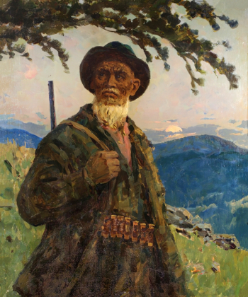Нурмухаметов Рашид Мухаметбареевич. Башкир-охотник. Холст, масло. 97х83. 1963. Башкирский государственный художественный музей имени М.В.Нестерова.
