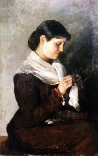 Верёвкина Марианна Владимировна. Портрет Веры Репиной. Холст, масло. 89х58. 1881. Замковый музей Мурнау.