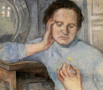 Коровай Елена Людвиговна. Жёлтенький цветочек (Манюня). Бумага, гуашь. 51,5х60. 1966. Омский областной музей изобразительных искусств имени М.А.Врубеля.